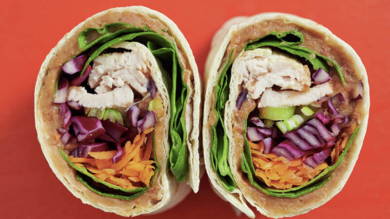 wraps au poulet et aux legumes