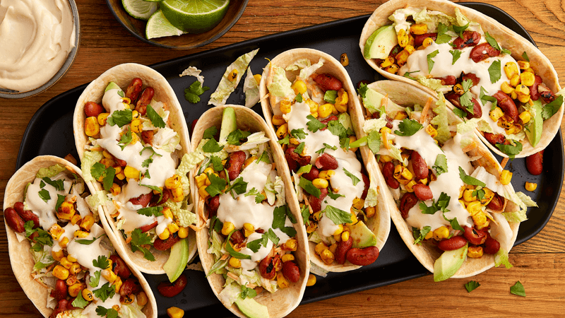 Tacos Végétaliens De Maïs Et Haricots, Mayonnaise Au Miso
