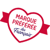 red heart shaped logo with the text 'Marque préférée des français' inscribed within