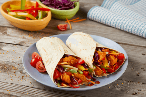 Fajitas au poulet pane et aux legumes hero