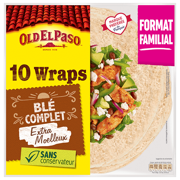 paquet de wrap de blé Old El Paso complet format familial, 580g